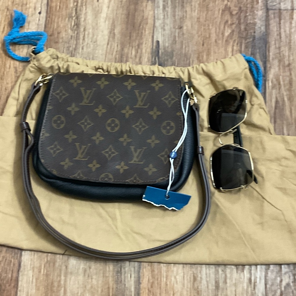 LV  Monogram Brown black leather Crossbody Bag